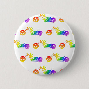 Badge Rond 5 Cm Mortocycle arc-en-ciel