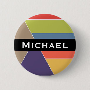 Badge Rond 5 Cm MOSAIC rayures triangles couleur I + vos idées