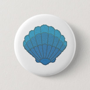 Badge Rond 5 Cm Mosaïque Blue Seashell