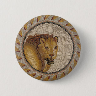 Badge Rond 5 Cm Mosaïque du lion romain