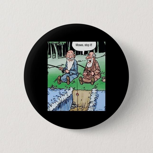 Badge Rond 5 Cm Moses Pose Pêche (Devant)