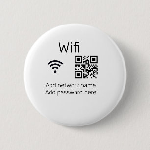 Badge Rond 5 Cm Mot de passe Wifi signe ajouter code Q R ici détai