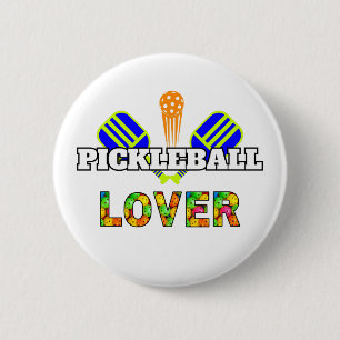 Badge Rond 5 Cm Mot de Pickleball Traversé Pagaies Ball Lover Conc