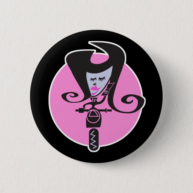 Badge Rond 5 Cm motard scooter rétro chic (Devant)