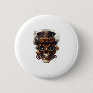 Badge Rond 5 Cm Moteur crâne Steampunk