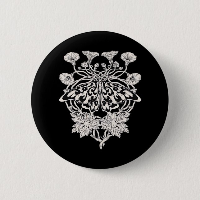Badge Rond 5 Cm Moth Talisman - Whimsigoth sérigraphie Style Drawi (Devant)