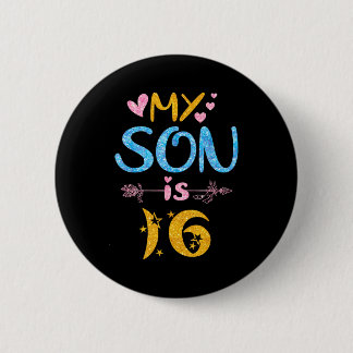 Badge Rond 5 Cm Mother father mom dad happy birthday son is 16