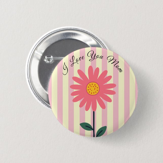 Badge Rond 5 Cm Mothers Day,I Love You Mom,Best Mom Ever,Modern (Devant & derrière)