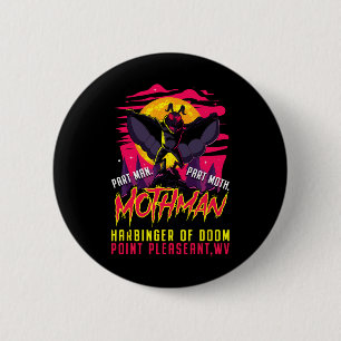 Badge Rond 5 Cm Mothman Fun Cryptid Harbinger Part Homme Part Moth