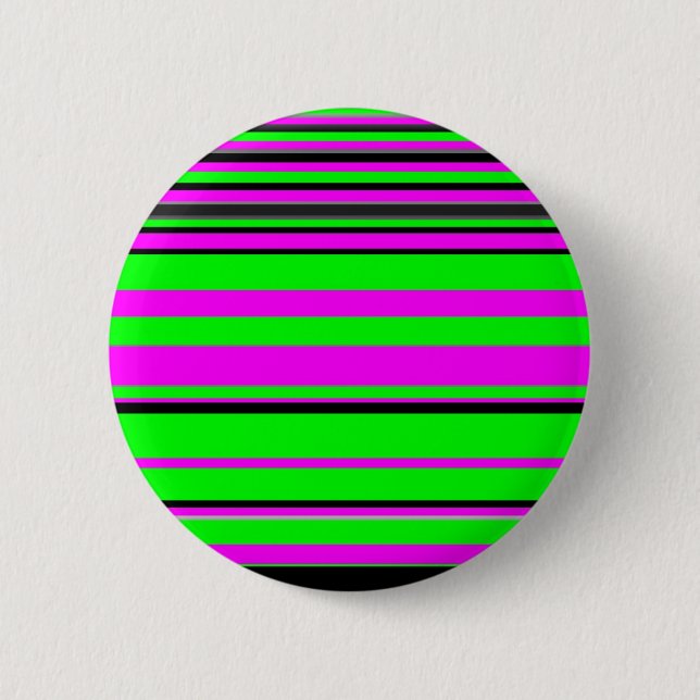 Badge Rond 5 Cm Motif à rayures couleur noir rose chaud (Devant)