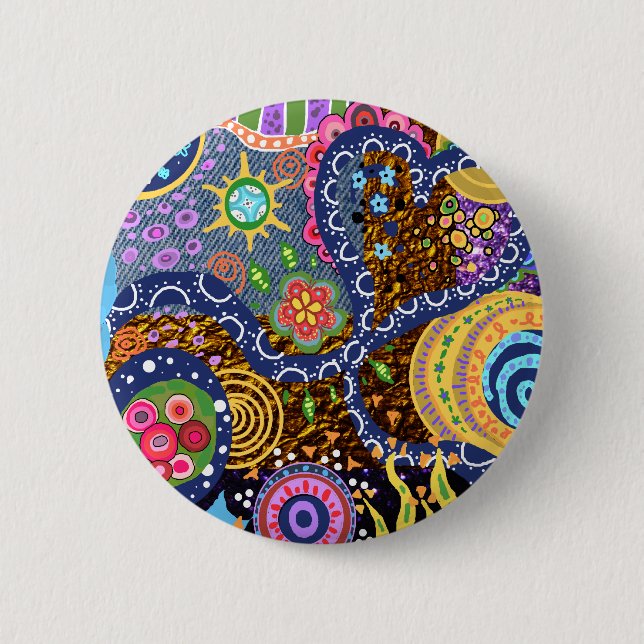 Badge Rond 5 Cm Motif abstrait psychédélique (Devant)