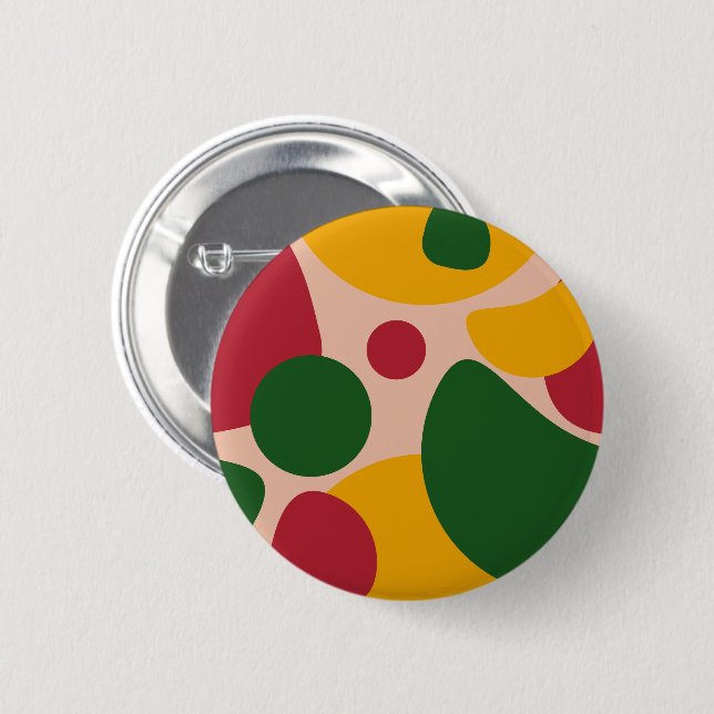 Badge Rond 5 Cm Motif Abstrait Rétro Géométrique Gras  (Devant & derrière)