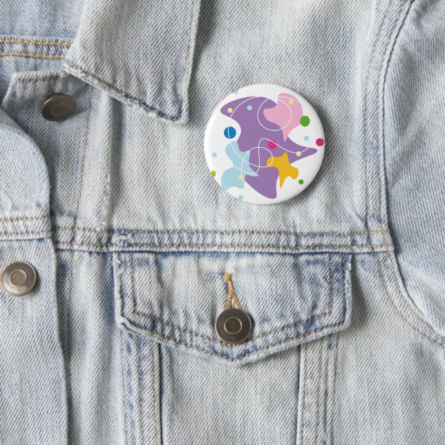Badge Rond 5 Cm Motif abstrait tendance dans les couleurs violet e (En situation)