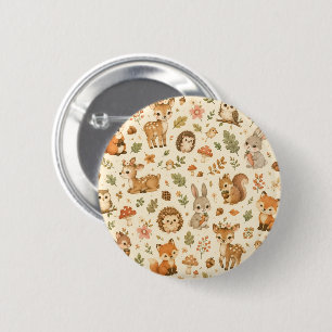 Badge Rond 5 Cm Motif aquarelle d'animaux mignons de la forêt
