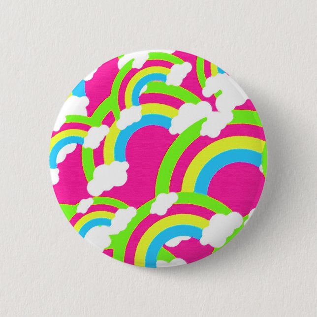 Badge Rond 5 Cm Motif arc-en-ciel rose chaud (Devant)