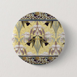 Badge Rond 5 Cm Motif Art Nouveau d'orchidée colibri vintage