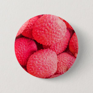 Badge Rond 5 Cm Motif assez rose de fruit de litchi
