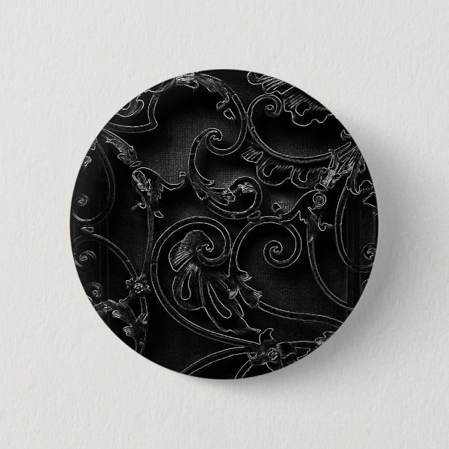 Badge Rond 5 Cm Motif baroque gothique noir (Devant)