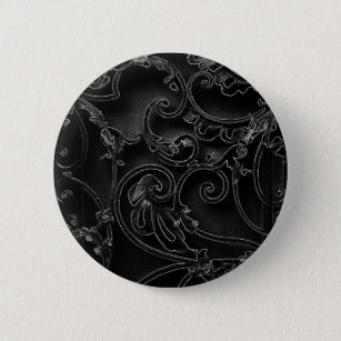 Badge Rond 5 Cm Motif baroque gothique noir