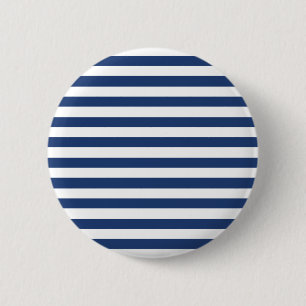 Badge Rond 5 Cm Motif Bleu Cobalt Et Blancs Horizontaux