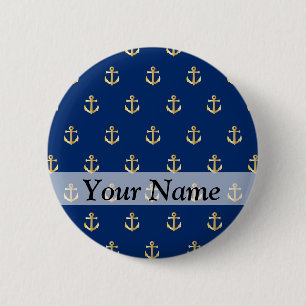 Badge Rond 5 Cm Motif bleu d'ancre