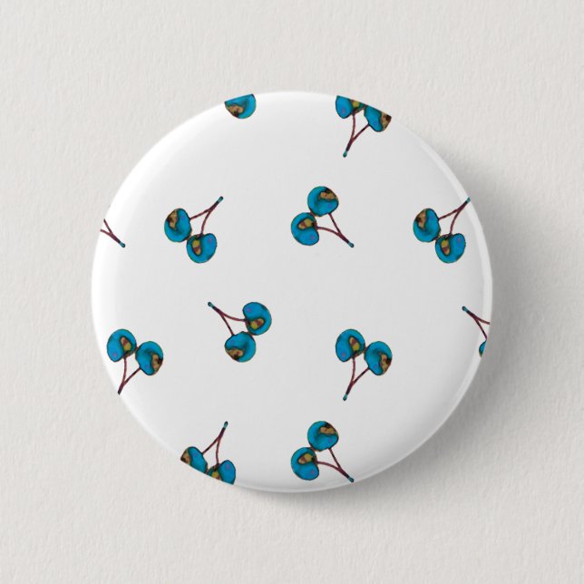 Badge Rond 5 Cm Motif Blue Cherry (Devant)