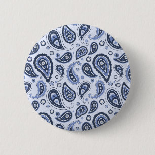 Badge Rond 5 Cm Motif Blue Paisley