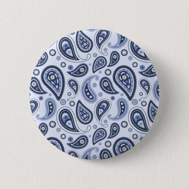 Badge Rond 5 Cm Motif Blue Paisley (Devant)