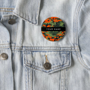Badge Rond 5 Cm Motif Camouflage orange, Votre nom, Personnaliser