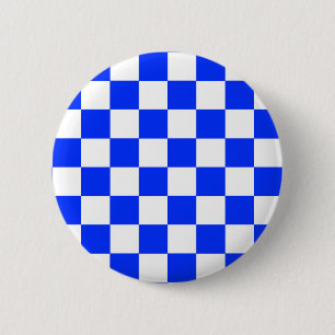 Badge Rond 5 Cm Motif chèque À damiers blanc bleu
