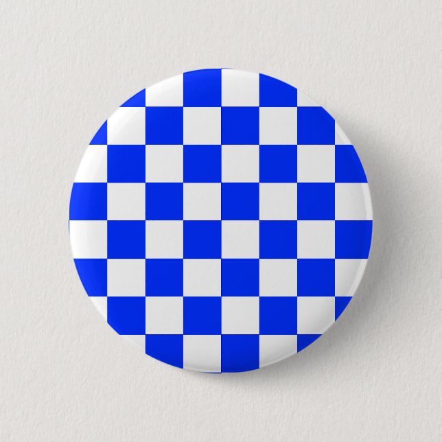 Badge Rond 5 Cm Motif chèque À damiers blanc bleu (Devant)
