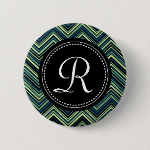Badge Rond 5 Cm Motif Chevron Tribal Tribal Noir Monogramme