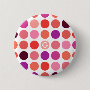 Badge Rond 5 Cm Motif chic et coloré à pois monogramme
