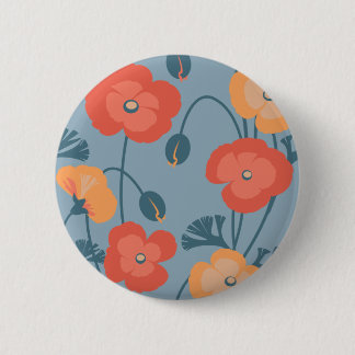 Badge Rond 5 Cm Motif coloré de pavot de Californie