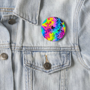 Badge Rond 5 Cm Motif coloré Wild Cheetah Tye Dye