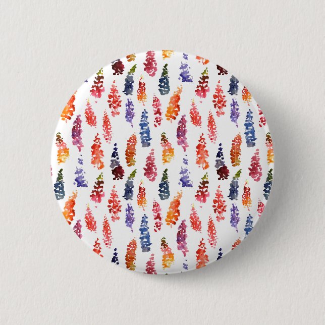 Badge Rond 5 Cm Motif couleur Aquarelle girly lupine fleurs (Devant)