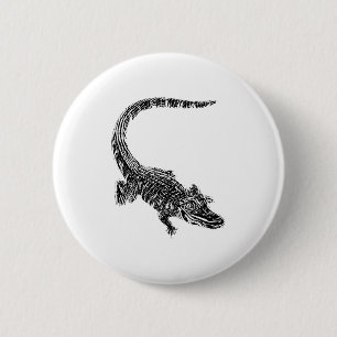 Badge Rond 5 Cm Motif Crocodile Alligator Reptile Dents Animal Cro