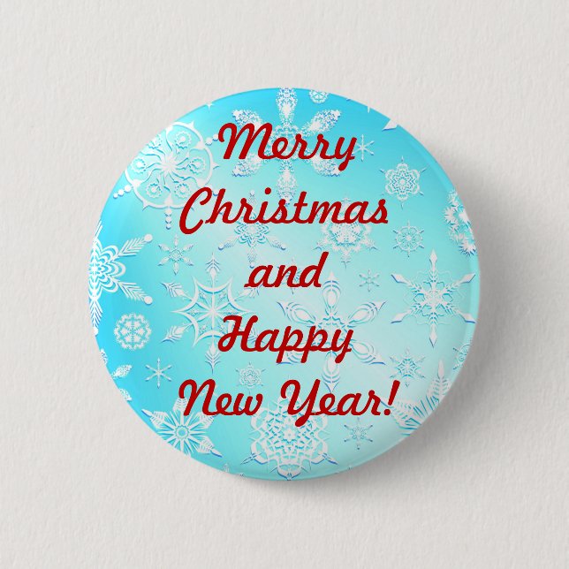 Badge Rond 5 Cm Motif Crystal Snowflakes (Devant)