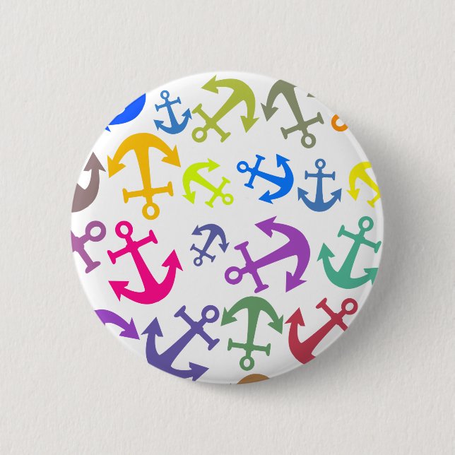 Badge Rond 5 Cm Motif d'Ancre de bateau coloré (Devant)