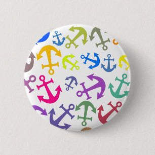 Badge Rond 5 Cm Motif d'Ancre de bateau coloré