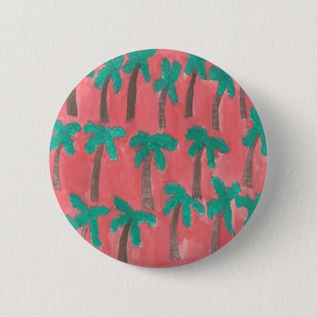 Badge Rond 5 Cm Motif d'aquarelle Palm Tree (Devant)