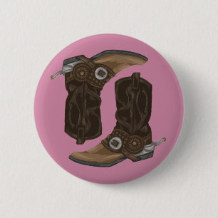 Badge Rond 5 Cm Motif de bottes de cowboy