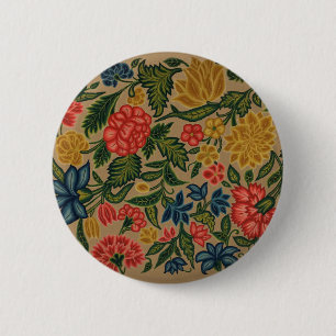 Badge Rond 5 Cm Motif de broderie florale au crewel vintage
