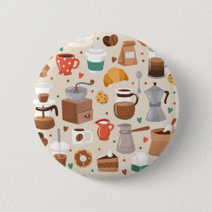 Badge Rond 5 Cm Motif de café