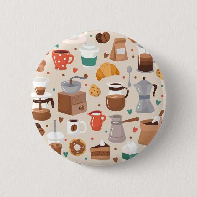 Badge Rond 5 Cm Motif de café (Devant)