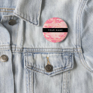Badge Rond 5 Cm Motif de camouflage rose, Votre nom, Personnaliser