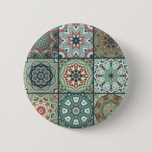 Badge Rond 5 Cm Motif de carreaux en céramique