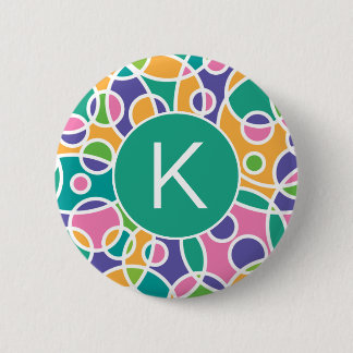 Badge Rond 5 Cm Motif de cercles fous colorés lumineux Monogramme
