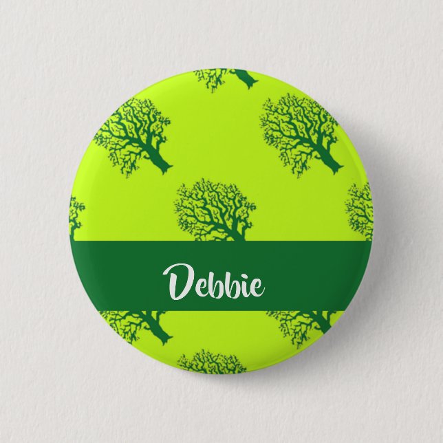 Badge Rond 5 Cm Motif de chêne vert (Devant)