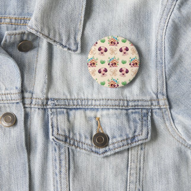 Badge Rond 5 Cm Motif de chien adorable  (En situation)